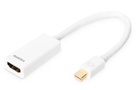 Adaptérový kábel Digitus miniDP/HDMI A M/F, biely, 0,15 m Adaptérový kábel Digitus miniDP/HDMI A M/F, biely, 0,15 m