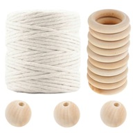 MACRAME SET, bavlnená šnúrka, krúžky, korálky MACRAME SET, bavlnená šnúrka, krúžky, korálky