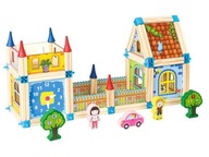 Drevené stavebné bloky Dom 6v1 128 prvkov ECOTOYS Drevené stavebné bloky Dom 6v1 128 prvkov ECOTOYS