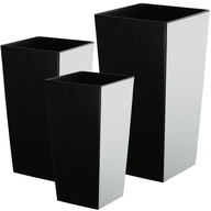 SADA 3x KVETINÁČ VLOŽKA LESK ČIERNA 68cm