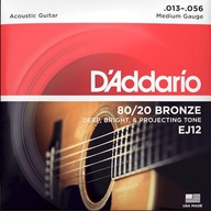 D'ADDARIO 80/20 Bronze Wound EJ12 struny (13-56) D'ADDARIO 80/20 Bronze Wound EJ12 struny (13-56)