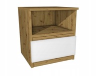 Nočný stolík z dubu Artisan, biela zásuvka 45x45cm