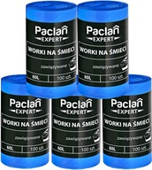 60L viazané vrecia na odpadky, 100 ks Paclan Expert, 5 roliek 60L viazané vrecia na odpadky, 100 ks Paclan Expert, 5 roliek