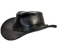 Čierny kožený kovbojský klobúk Nebraska