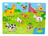 Drevené puzzle zhodujúce sa s tvarmi farmy Drevené puzzle zhodujúce sa s tvarmi farmy