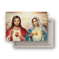 Obraz na plátne Srdce Ježišovo Srdce Panny Márie 10x15 cm