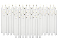72x Biele stolové sviečky, biela stolová sviečka, 18 cm