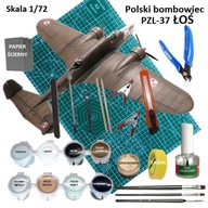 Model bombardovacieho lietadla ŁOŚ. Mega štartovacia sada s farbami a náradím