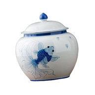 Zásobník na keramický zázvorový čaj Fish Blue S