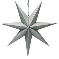 Papierová STAR LANTERN veľká 60cm krásna s trblietkami 7 ramien SILVER_18