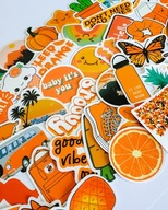 ORANŽOVÉ MIX VODEODOLNÉ NÁLEPKY 50 ks NÁLEPKY ORANŽOVÉ MIX VODEODOLNÉ NÁLEPKY 50 ks NÁLEPKY