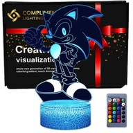 3D USB LED nočná lampa + diaľkové ovládanie pre Sonic darček 3D USB LED nočná lampa + diaľkové ovládanie pre Sonic darček