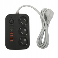PREDLŽOVACÍ KÁBEL NAPÁJACIEHO PÁSU 2m 3 ZÁSUVKY + 4xUSB +2xUSB Type-C PREDLŽOVACÍ KÁBEL NAPÁJACIEHO PÁSU 2m 3 ZÁSUVKY + 4xUSB +2xUSB Type-C