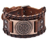 HNEDÝ kožený NÁRAMOK vikingský VEGVISIR hnedý SLOVANSKÝ viking HNEDÝ kožený NÁRAMOK vikingský VEGVISIR hnedý SLOVANSKÝ viking