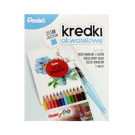 12-farebné pastelky +štetec +Pentel akvarelový tampón