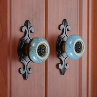 starožitné medené keramické gombíky komoda kľučka dverí dr