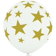biely BALÓN SO ZLATÝMI HVIEZDAMI latex GIANT mega XL biely BALÓN SO ZLATÝMI HVIEZDAMI latex GIANT mega XL