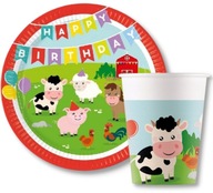 Súprava pohárov a tanierov na vidiek Farm Animals
