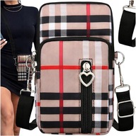 Messenger taška Mestská taška na telefón WALLET Clutch bag 2v1 Kockované puzdro