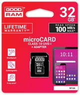 Adaptér GOODRAM 100 MB pamäťová karta microSD 32 GB