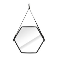 Závesné zrkadlo Hexagon Black rám na remienku