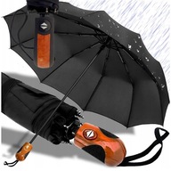 Dáždnik SKLADACÍ Dáždnik AUTOMATICKÝ UNISEX XXL ČIERNY 9 DRÔTOVÝ + KRYT Dáždnik SKLADACÍ Dáždnik AUTOMATICKÝ UNISEX XXL ČIERNY 9 DRÔTOVÝ + KRYT