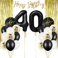 Balónikový set k 40. narodeninám čierno-zlatý