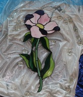 Tiffany Ružová kvetina z farebného skla