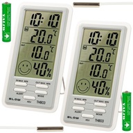 2X TEPLOMER METEOSTANICA POČASIE HYGROMETER HODINY MAGNET BATÉRIE