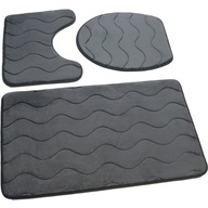 Protišmykové kúpeľňové predložky Sumba Dark Grey, sada 3 kusov. Protišmykové kúpeľňové predložky Sumba Dark Grey, sada 3 kusov.