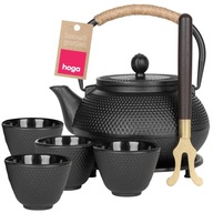 Kanvica na čaj liatinová kanvica so sitkom 850 ml + stojan + 4 liatinové šálky Kanvica na čaj liatinová kanvica so sitkom 850 ml + stojan + 4 liatinové šálky