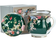 Porcelánový hrnček s nálevníkom a vrchnákom na BYLINKOVÝ ČAJ 480 ml - KVETY Porcelánový hrnček s nálevníkom a vrchnákom na BYLINKOVÝ ČAJ 480 ml - KVETY