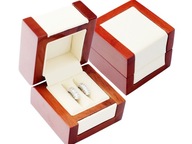 Drevená krabička na náušnice HNEDÉ snubné prstene
