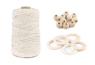MACRAME sada 26 ks. / šnúrka + korálky + krúžky MACRAME sada 26 ks. / šnúrka + korálky + krúžky