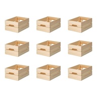 9 ks KNAGGLIG Box - borovica 23x31x15 cm