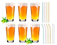 6x PIVNÉ SKLO KROSNO 530ml +8x SKLENENÉ TRUBKY 6x PIVNÉ SKLO KROSNO 530ml +8x SKLENENÉ TRUBKY