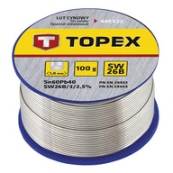 Cínová spájka TIN SW26B 60% Sn drôt 1,0 mm 100 g na spájkovanie TOPEX 44E522 Cínová spájka TIN SW26B 60% Sn drôt 1,0 mm 100 g na spájkovanie TOPEX 44E522