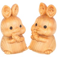 2ks Roztomilá drevená figúrka králika vie