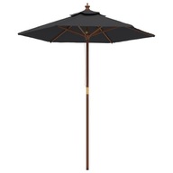 Záhradný dáždnik na drevenom stĺpe, čierny, 19