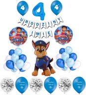 Súprava balónov na 4. narodeniny Paw Patrol Chase + balóniky s menom Súprava balónov na 4. narodeniny Paw Patrol Chase + balóniky s menom
