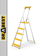 PRO jednostranný 5-stupňový hliníkový rebrík, žltý DRABEST, 150 kg