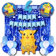 Sada 4 narodeninových dekorácií Pokémon Pikachu Balloons Sada 4 narodeninových dekorácií Pokémon Pikachu Balloons