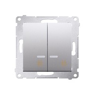 Simon 54 Dvojitý krížový vypínač s LED, strieborný Simon 54 Dvojitý krížový vypínač s LED, strieborný