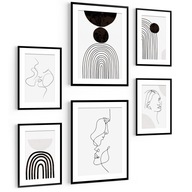 SET 6 obrázkov v ráme Lines Faces Abstract SET 6 obrázkov v ráme Lines Faces Abstract
