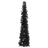 Skladací umelý vianočný stromček, čierny, 120 cm, PET