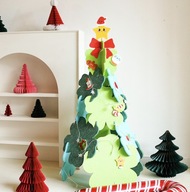 Kreatívny plstený vianočný stromček, geometrická 3D dekorácia + svetielka - NOVINKA 2023!