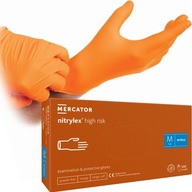 MERCATOR NITRYLEX HIGH RISK bezpudrové rukavice, veľkosť M, oranžové, 100 ks.