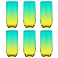 6x TYRKYSOVO-ŽLTÉ SKLO 400ml NÁPOJE KOKTEJL 6x TYRKYSOVO-ŽLTÉ SKLO 400ml NÁPOJE KOKTEJL