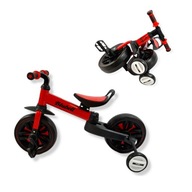 Balančný bicykel, štvorkolesové pedále, 4v1, skladací do auta, 110 cm, červený + TYČ Balančný bicykel, štvorkolesové pedále, 4v1, skladací do auta, 110 cm, červený + TYČ