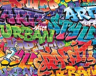 Fototapeta Graffiti farebné písmená tehlová stena